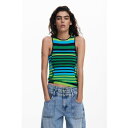 デシグアル Desigual ストライプトリムTシャツ (グリーン)