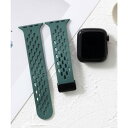 エモニーク emonique シリコン製 通気性良いメッシュ Apple Watch Band スマートウォッチバンド【38/40/41/42/44/45/49mm対応】 (ダークグリーン)