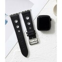 エモニーク emonique 本革レザー Apple Watch Band スマートウォッチバンド【38/40/41/42/44/45/49mm対応】 (ブラッ...
