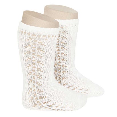 靴下 子供 6ヶ月〜3歳 サイド オープンワーク ウォームコットン ニーソックス 卒業式 入学式 入園式（..