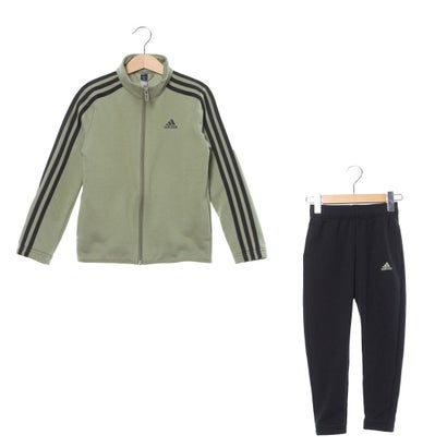 アディダス adidas ジュニア ジャージ上下セット アディダス エッセンシャルズ フレンチテリー トラックスーツ(ジャージセットアップ) IX9507 （Top:テントグリーン/ブラック Bottom:ブラック/テのサムネイル