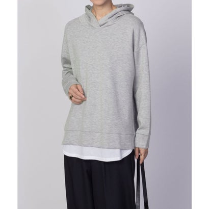 マックハウス Mac-House ポンチ素材 裾レイヤードプルパーカー （グレー）