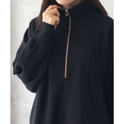 ハッシュアッシュ HusHusH ポンチ素材 デザインZIPプルオーバー （ブラック）