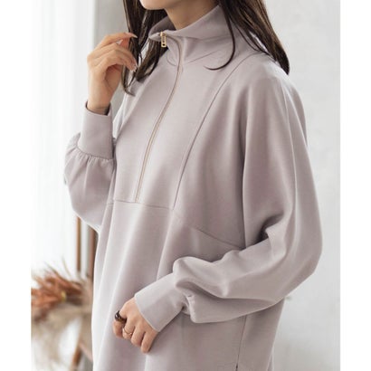 ハッシュアッシュ HusHusH ポンチ素材 デザインZIPプルオーバー （グレージュ）