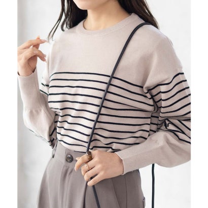 ハッシュアッシュ HusHusH ラメ入りボーダープルオーバー （グレージュ）