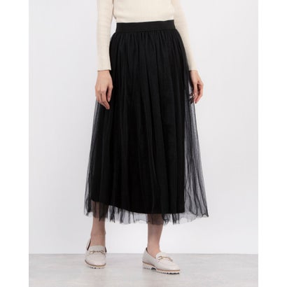 ドゥ アルシーヴ DOUX ARCHIVES チュール×バックサテンスカートセット (BLK)