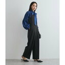 ビス VIS 【美easy】コンフォートツイルセットアップサロペット【洗える】【防シワ】【UVケア】セットアップサロペット (ブラック(01))