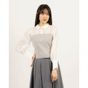 チーク Cheek ニットビスチェ切替ブラウス (GRY)