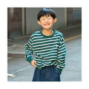ブランシェス branshes 【DRC/お肌に嬉しい綿100%】名札通しループ付きボーダー長袖Tシャツ(WEB限定) (ダークグリーン)