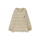 ブランシェス branshes 【DRC/お肌に嬉しい綿100%】名札通しループ付きボーダー長袖Tシャツ(WEB限定) (ブラウン)