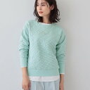 インディヴィ INDIVI 【洗える/コットン混】ふくれジャカードニット (ライトグリーン(020))
