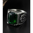 エモニーク emonique メンズ ハード ボリューム ステンレス ファッションリング (グリーン)