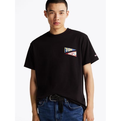 トミー ヒルフィガー TOMMY HILFIGER TJM RLX UNI FLAG TIGER TEE (ブラック)