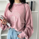 ジーラ GeeRA リメイク風刺しゅうロゴ裏毛スウェット (ピンク)