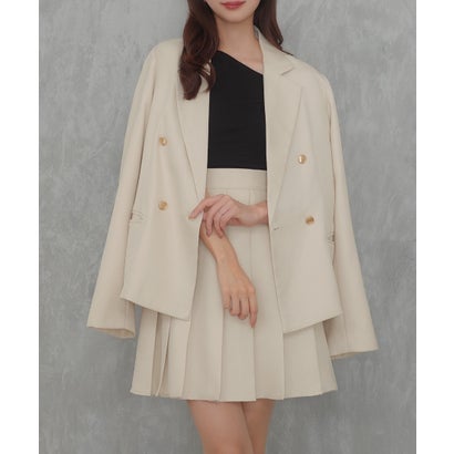 セネア CENEA CENEA 金ボタンテーラードジャケット+プリーツミニスカート(インナーパンツ付き) set (アイボリー)