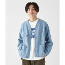 クリフ メイヤー KRIFF MAYER ノーカラー カバーオール ジャケット (L/BLUE)