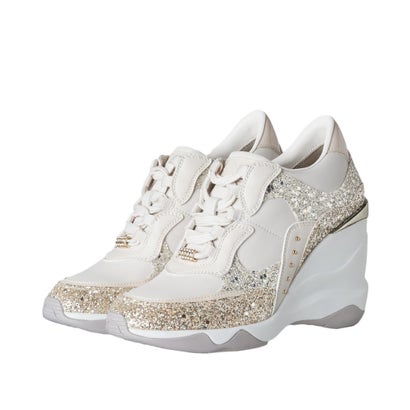 プラスダイアナ ＋diana 美脚ヒールアップスニーカー （アイボリー人工スムー