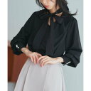 ルイルエブティック RUIRUE BOUTIQUE 【洗える】アシンメトリーフリルボウタイブラウス (ブラック)