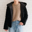 アクアガレージ aquagarage フェイクファーリバーシブルショートコート 春 秋 冬 M L (ブラック)
