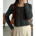 カラウティア callautia callautia クロップドボーダーカーディガン (ブラック)