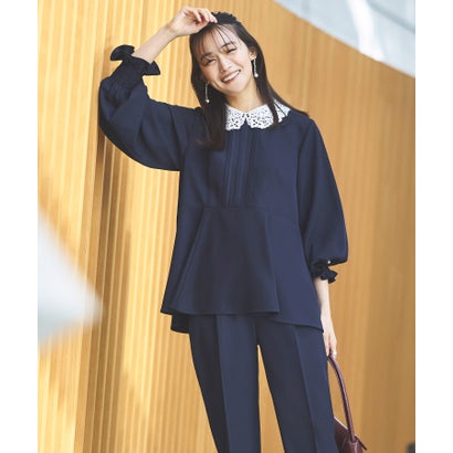 ルイルエブティック RUIRUE BOUTIQUE オケージョンドレス 結婚式 ｜ 2WAY レース襟付き ペプラムトップス ＆ テーパードパンツ セットアップ ｜ 卒業式 セレモニー オフィスカジュアル 美脚 ママ