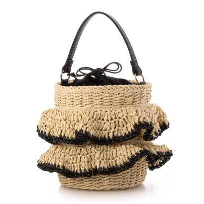 ミアン MIAN フリル2WAYかごバッグ （ブラック）