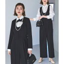 ルイルエブティック RUIRUE BOUTIQUE 【洗える/マルチway】楽ちんエレモード オールインワンスーツ(3点セット) (ブラック×ホワイト)