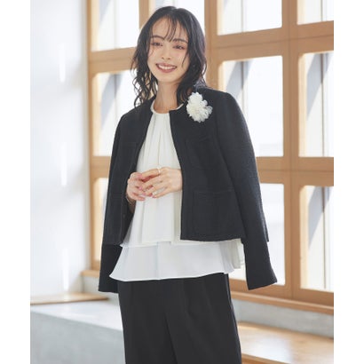 ルイルエブティック RUIRUE BOUTIQUE 【洗える/ストレッチ】ゆる洒落パンツスーツ(3点セット) (ブラック×ホワイト)