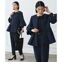 ルイルエブティック RUIRUE BOUTIQUE ノーカラーツイードペプラムパンツスーツ(ネイビー)