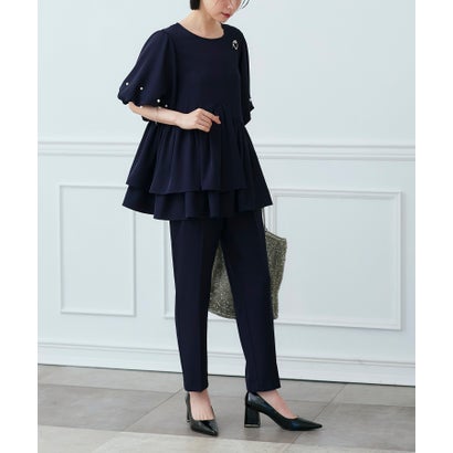 ルイルエブティック RUIRUE BOUTIQUE 洗える ストレッチ オケージョンドレス 結婚式 ｜ 選べるパンツ パール バルーントップス ＆ テーパードパンツ ｜ セレモニー 美脚 ママスーツ パンツドレ