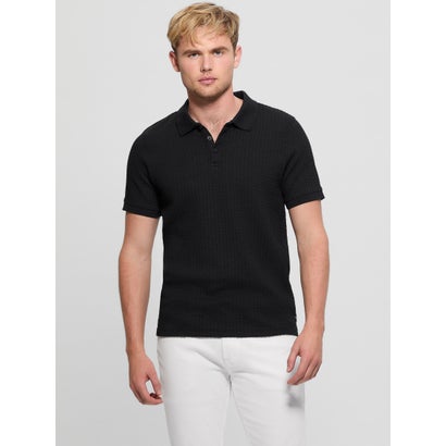 ゲス GUESS HOUNDSTOOTH Jacquard Polo Shirt (JBLK)