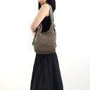 クーコ COOCO ペーパーx柄テープフリンジワンショルダーバッグ (グレージュ)