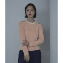 ミエット miette ショルダーカットバイカラーリブニット (アイボリー)(4)