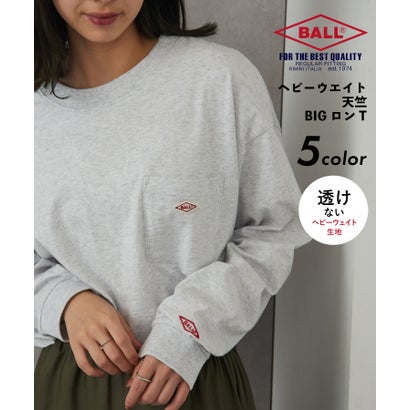 ボール BALL 32380 ヘビーウエイト天竺 ワッペン+ポケット付き BIGサイズ長袖Tシャツ （オートミール）