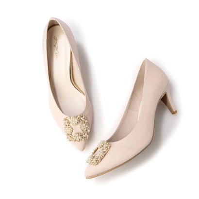 ラウナレア Launa lea 【25SS】ビジューポインテッドトゥヒールパンプス(0484A) （LピンクZ）