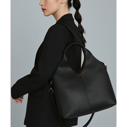 リンレ RINRE ビッグトートバッグ ショルダー バッグ セカンドバッグ バッグインバッグ ポーチ サコッシュ ポシェット 2WAY インナー サブバッグ付 2点セット A4収納可 （ブラック）