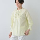 インディヴィ INDIVI 【UVケア/カラーストライプ柄】タックデザインブラウス (グリーン(325))