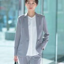 インディヴィ INDIVI 【定番スーツ/UVケア/接触冷感/洗える】ウール調テーラードジャケット (ライトグレー(011))