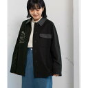 プードゥドゥ POU DOU DOU メッセージ刺繍シャツジャケット (ブラック)(4)