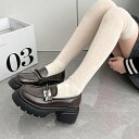 シューズインクローゼット Shoes in Closet -シュークロ- 厚底 タンクソール ストラップ デザイン ローファー 778 (ダークブラウン)
