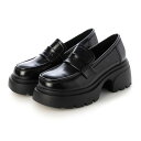 シューズインクローゼット Shoes in Closet -シュークロ- 軽量厚底 タンクソール ヒールアップ コインローファー 774 (ブラック/スムース)