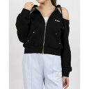 ノルディ NERDY W'S OPEN SHOULDER HOODIE ZIP-UP (BLACK) オープンショルダーフーディージップアップ(ブラック)