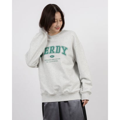 ノルディ NERDY OUTLINE ARCH LOGO SWEATSHIRT (MELANGE WHITE) アウトラインアーチロゴスウェットシャツ(メランジ...