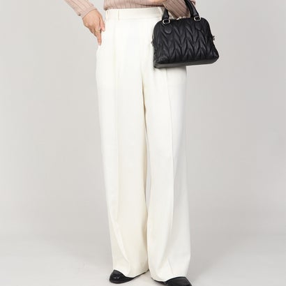 ベース BASE 【丈長め】ワイドスラックスパンツ ウエストゴム （アイボリー）