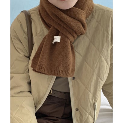 ミニミニストア miniministore ニットマフラー韓国風 無地ニットストール （ブラウン）
