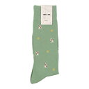 コムサメン COMME CA MEN コムサメン 招き猫柄 クルー丈ソックス (ミント)