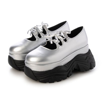 ラブハンター LoveHunter メリージェーンスニーカー トリプルリボン 厚底 / 2203 （シルバー）