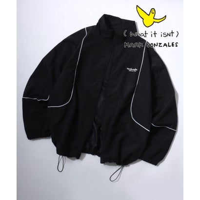 マークゴンザレス Mark Gonzales 別注 オーバーサイズ パイピング ナイロンジャケット/トラックジャケット ブルゾン (ブラック) マークゴンザレス Mark Gonzales 別注 オーバーサイズ パイピング ナイロンジャケット/トラックジャケット ブルゾン (ブラック)