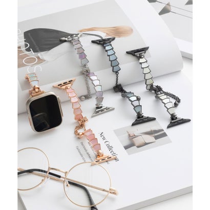 エモニーク emonique ステンレス製 Apple Watch Band スマートウォッチバンド【38/40/41/42/44/45/49mm対応】 （ブラック×シルバー）