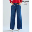 23区(大きいサイズ) 【RED CARD TOKYO×23区】デニム ライン ワイドパンツ (ミッドブルー系)